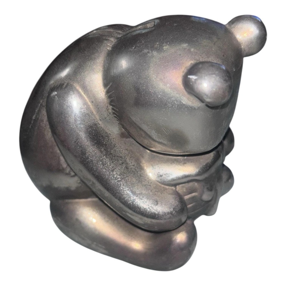 Winnie the Pooh Honey Pot-4"Tall-Silver Plate Coin Bank W/ Stopper VTG 1970s